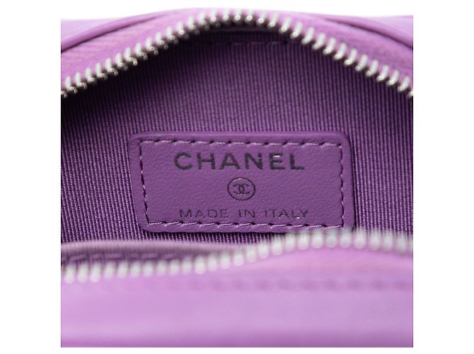 Borsa crossbody per telefono con zip in agnello trapuntato CC Chanel viola Porpora - vista 5
