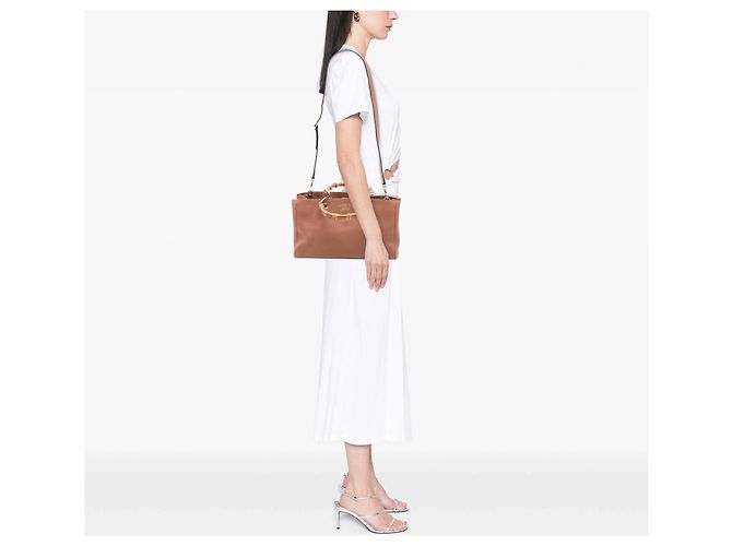 Bamboo Borsa shopper Gucci Medium in pelle di vitello bambù marrone - vista 7