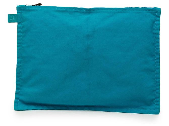 Pochette con cremallera Hermès Toile Bora Bora Blue GM Azul - vista 2