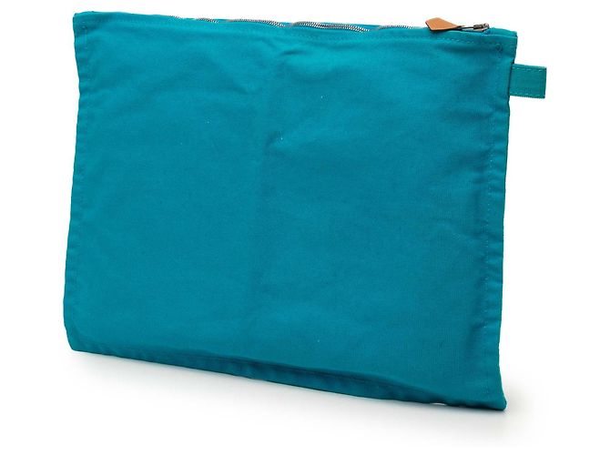Pochette con cremallera Hermès Toile Bora Bora Blue GM Azul - vista 3