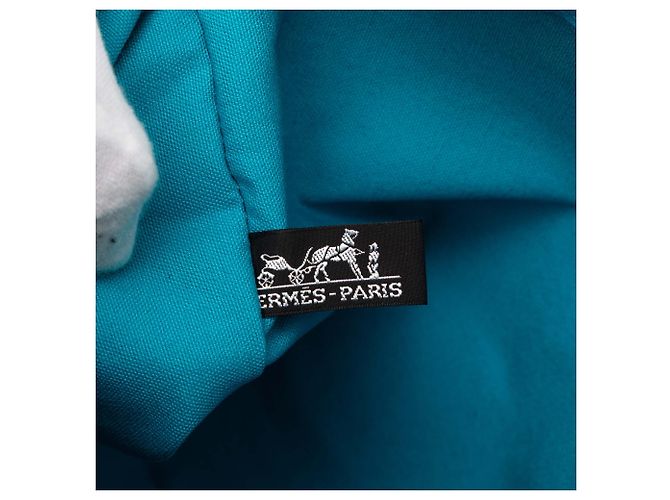 Pochette con cremallera Hermès Toile Bora Bora Blue GM Azul - vista 6