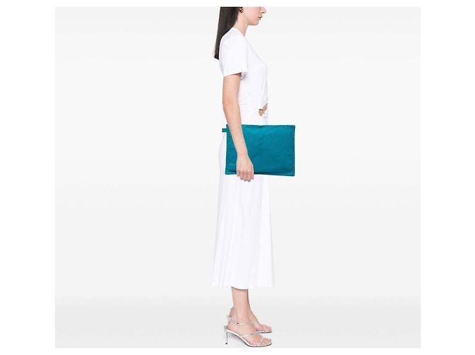 Pochette con cremallera Hermès Toile Bora Bora Blue GM Azul - vista 8