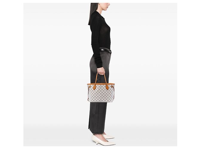 Borsa Tote Louis Vuitton Damier Azur Neverfull PM bianca Bianco - vista 5