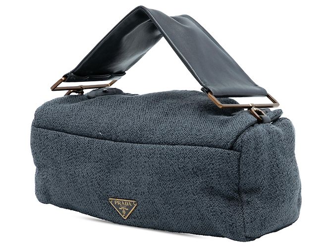 Borsa a tracolla in tweed grigio Prada - vista 2