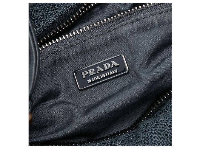 Borsa a tracolla in tweed grigio Prada - vista 5