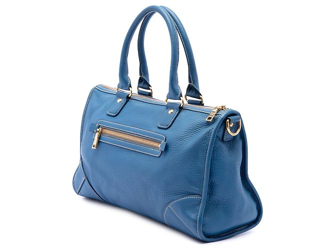 Borsa Satchel Prada Vitello Daino blu con zip - vista 2