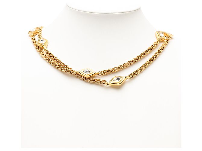Collana lunga station Chanel placcata oro con strass di diamante D'oro - vista 5