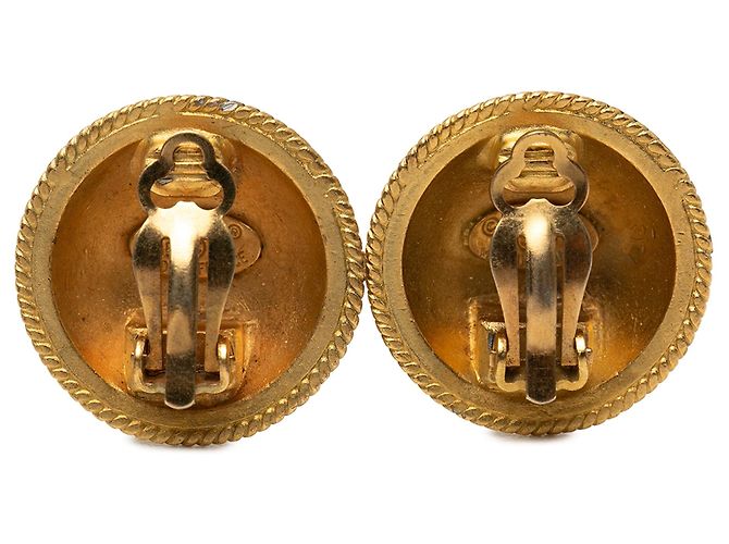 Orecchini a cerchio Chanel CC placcati oro D'oro - vista 2