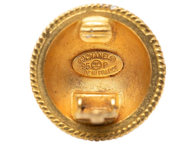 Orecchini a cerchio Chanel CC placcati oro D'oro - vista 3