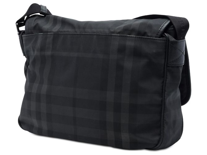 Borsa a tracolla in nylon Burberry Smoke Check grigio - vista 2