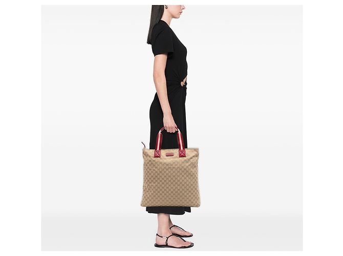 Tote verticale Gucci GG Canvas Web beige - vista 6