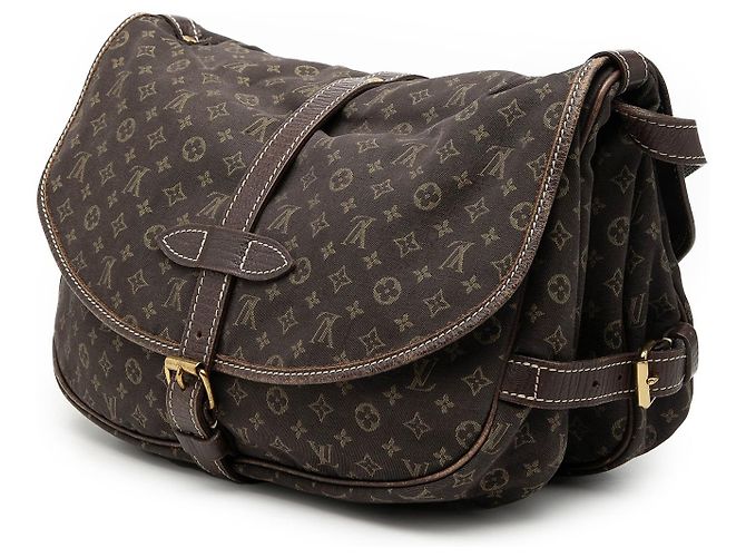 Borsa a tracolla Louis Vuitton Monogram Mini Lin Saumur 30 marrone - vista 2