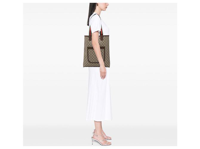 Tote Gucci GG Supreme Web Ophidia beige - vista 7
