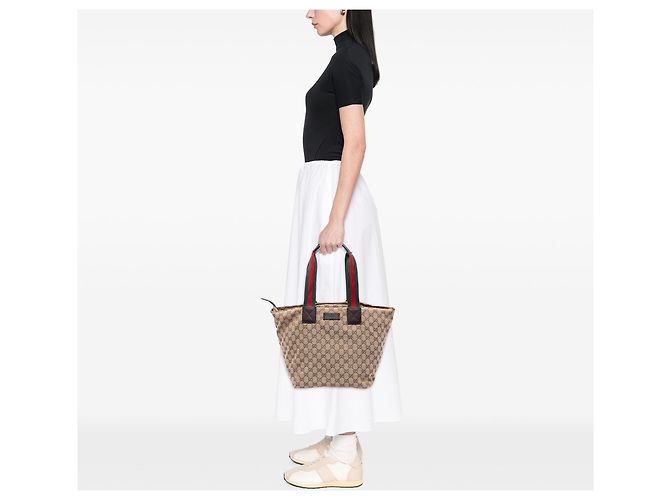Tote Gucci GG Canvas Web beige - vista 5