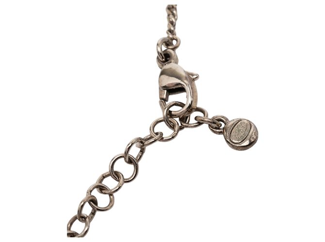Collana con pendente Chanel CC in ottone e strass argento - vista 3