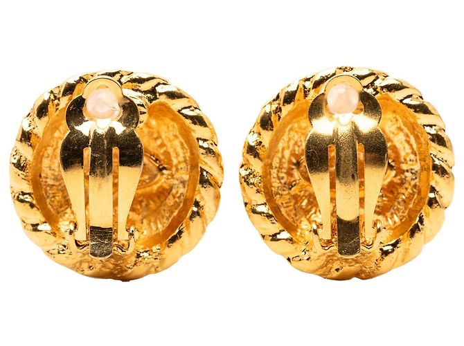 Orecchini a cerchio Chanel CC placcati oro D'oro - vista 2