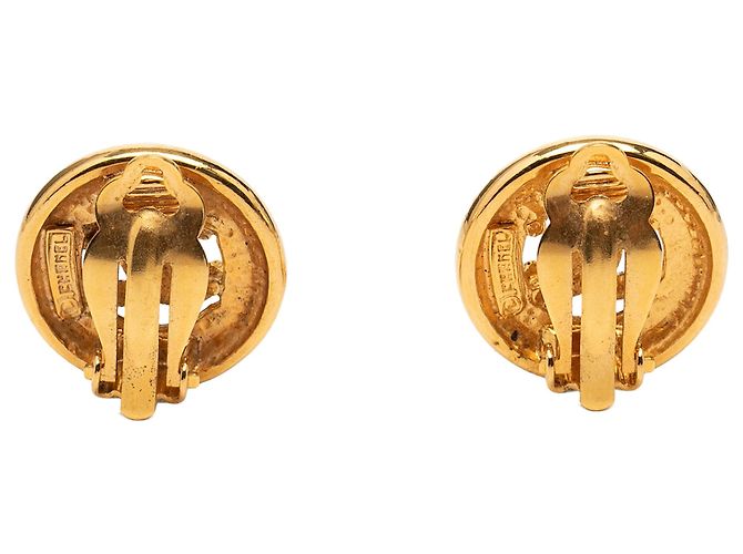 Orecchini a clip rotondi Chanel CC placcati oro D'oro - vista 2