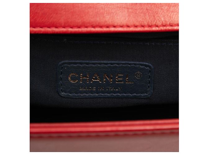 Borsa a tracolla Boy Flap in tweed trapuntato e velluto rosso Chanel Old Medium - vista 5