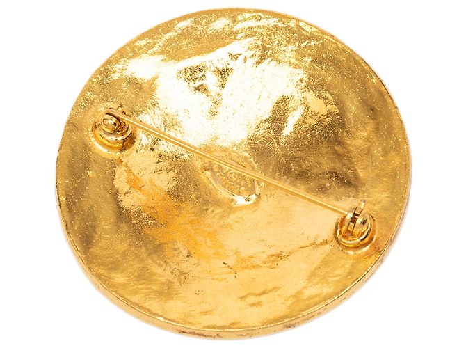Spilla rotonda in filigrana placcata oro Chanel CC Gold D'oro - vista 2