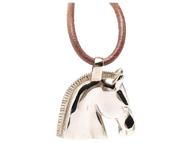 Collana con pendente a testa di cavallo in argento placcato palladio Hermès - vista 2