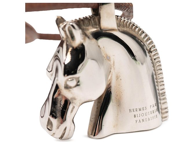 Collana con pendente a testa di cavallo in argento placcato palladio Hermès - vista 5