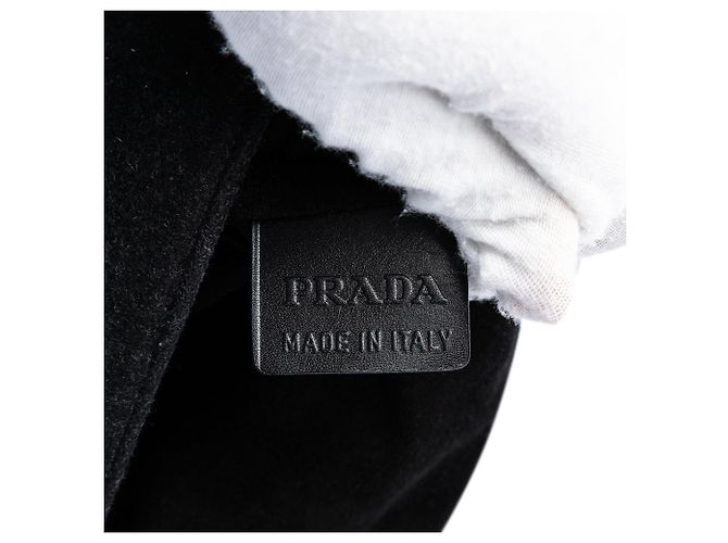 Borsa a tracolla in lana nera Prada Sports Line Nero - vista 5