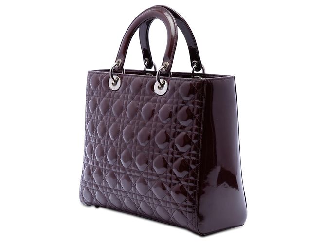 Borsa Lady Dior Large in vernice cannage rosso - vista 2