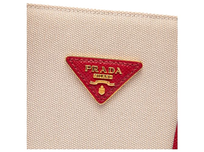 Doppia borsa Prada Large Saffiano Trimmed Canapa Beige - vista 5