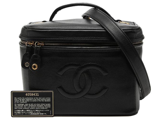 Vanity Beauty case Chanel CC Caviar nero - vista 8