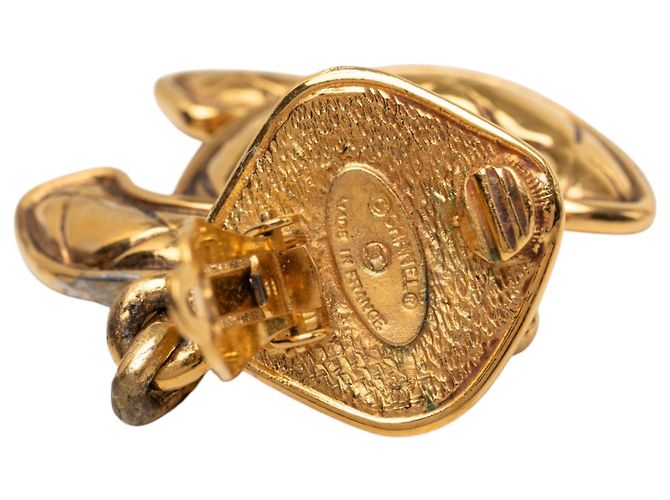 Orecchini a clip pendenti trapuntati Chanel CC placcati oro D'oro - vista 3