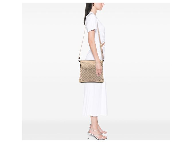 Borsa a tracolla Gucci GG Canvas Web beige - vista 5