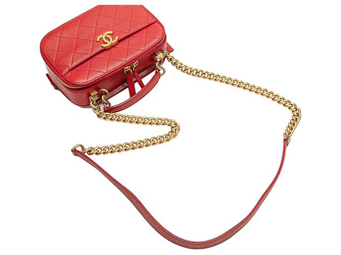 Borsa Chanel Small Quilted Caviar Top Handle Camera Bag Satchel rossa Rosso - vista 11