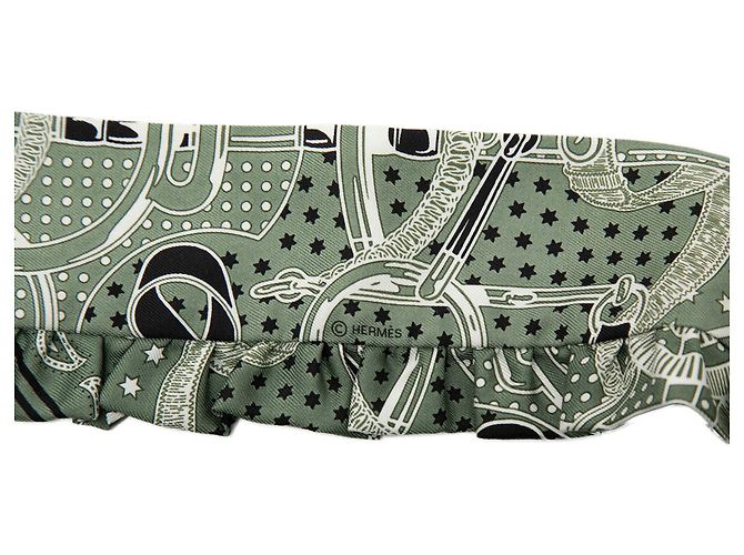 Sciarpa di seta Hermès Eperon D Or Bandana Ruffled Twilly verde - vista 5