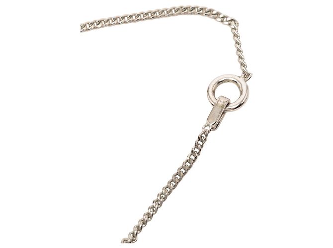 Collana con pendente in ottone argentato Chanel, camelia in resina e strass Argento - vista 4