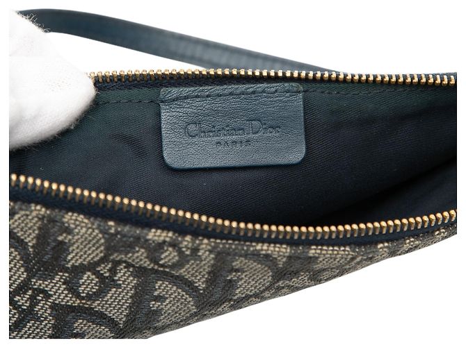 Borsa a tracolla Mini Diorissimo in tela Saddle blu Dior - vista 5