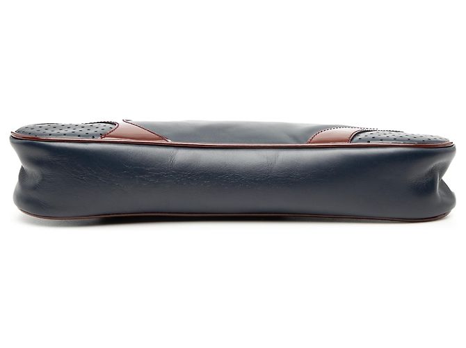 Borsa a tracolla Prada Blue in Vitello Drive con profili in vernice - vista 3