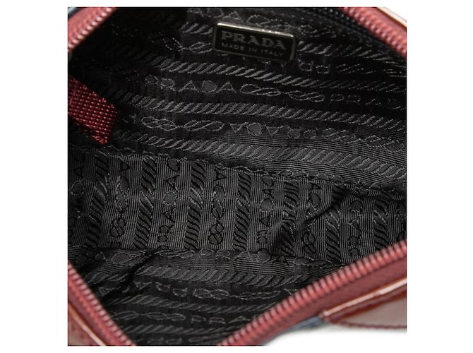 Borsa a tracolla Prada Blue in Vitello Drive con profili in vernice - vista 4