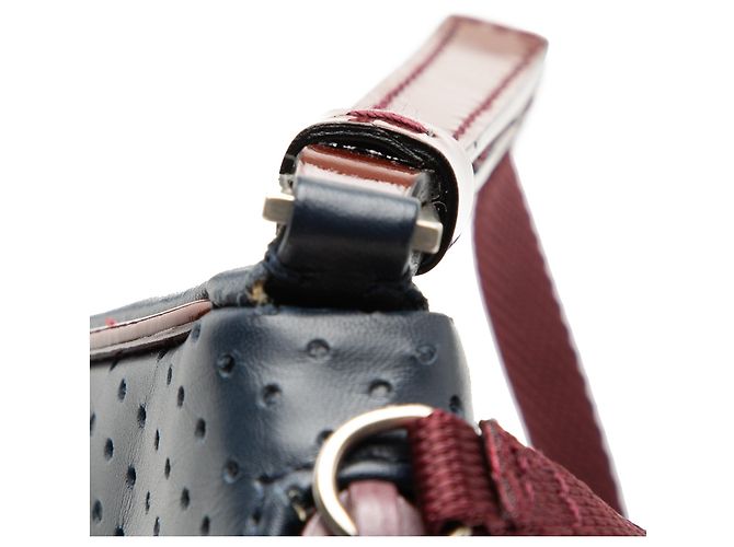 Borsa a tracolla Prada Blue in Vitello Drive con profili in vernice - vista 6