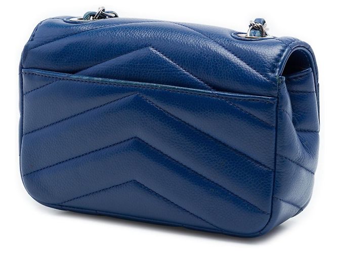 Borsa a tracolla a bustina Chanel Mini Caviar Chevron Data Center Envelope Flap blu - vista 2