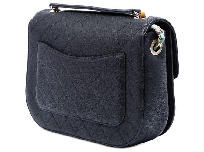 Borsa Chanel Paris Cuba Medium Quilted Caviar Thread Around Flap nera Nero - vista 2