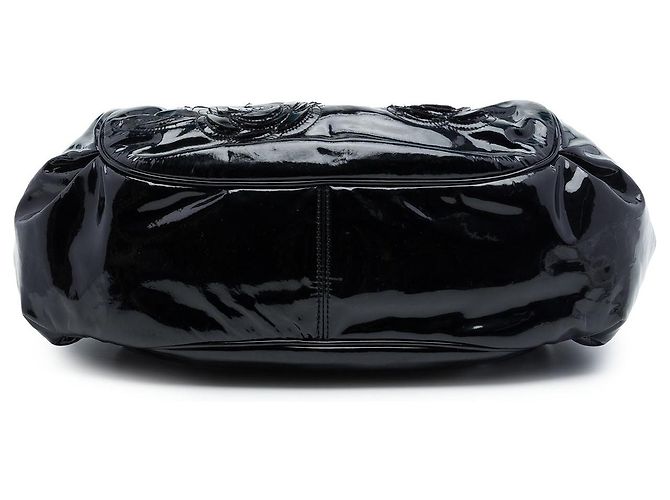 Bolso Tote Chanel Accordion Camellia en charol negro - vista 3