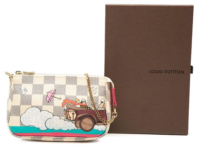 Borsa a mano bianca Louis Vuitton Damier Azur Evasion Mini Pochette Accessoires Bianco - vista 7
