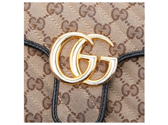 Borsa a tracolla Gucci Medium GG Marmont Matelasse Diagonal GG Canvas Beige - vista 5