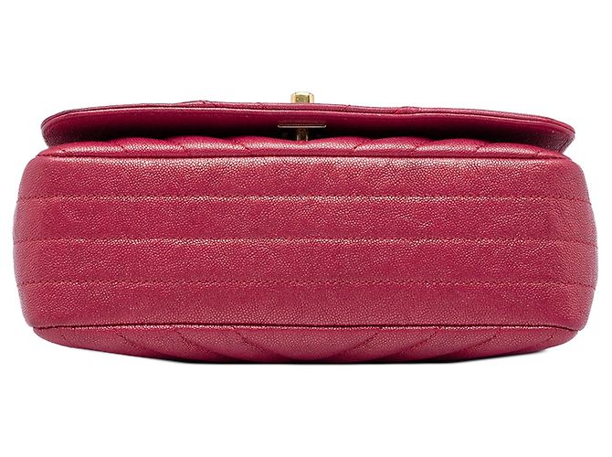 Borsa a tracolla Chanel Small Chevron Iridescent Caviar Statement Flap rossa Rosso - vista 3