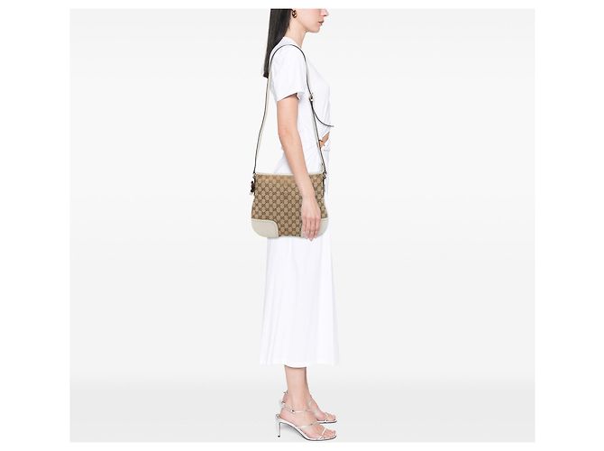 Borsa a tracolla Gucci GG Canvas Web Princy beige - vista 6