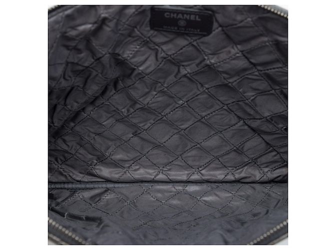 Clutch Chanel Large Crinkled Patent O Case Grigia Grigio - vista 4
