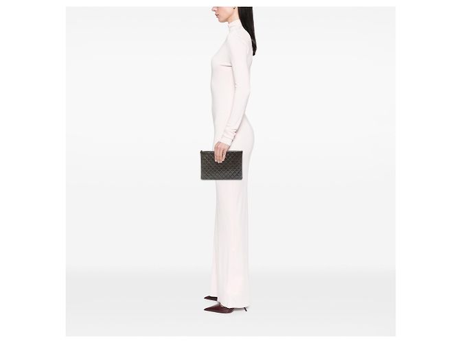 Clutch Chanel Large Crinkled Patent O Case Grigia Grigio - vista 6