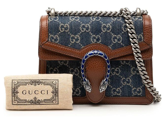 Borsa a tracolla Gucci Small GG Denim Dionysus blu - vista 7
