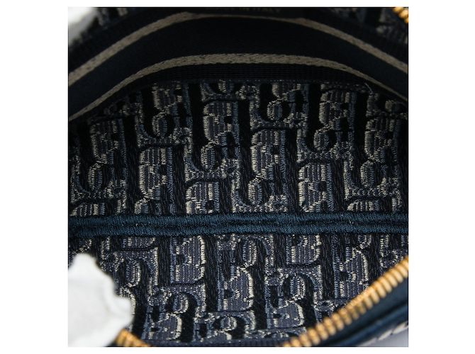 Pochette cosmetici in velluto ricamato Dior Oblique blu - vista 4