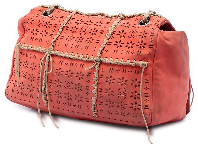Orange Chanel Laser Cut Fransen Wildleder Flap Bag - Ansicht 2